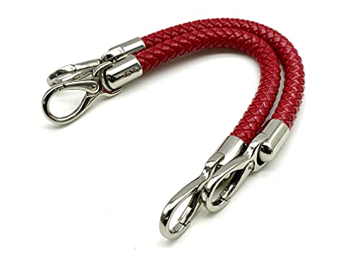 3dancraftit A Pair of Crochet Braided Faux PU Leather cope Bag Purse Handles with Nickel Hooks Purse Making Replacement 12
