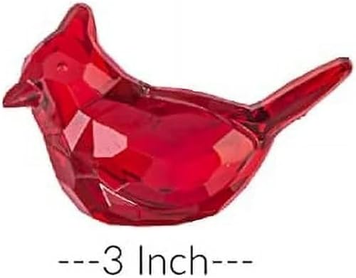 Calsgkspray 2個 手描きの枢機卿の鳥の像 - 赤のアクリル卓上装飾ベース リビングルーム、本棚、モダンな農家のディスプレイ用