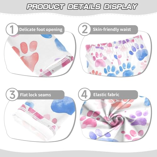 Watercolor Cat Dog Animal Paw Print Girls Casual Leggings for Kids Printed Long Pant Bottoms Stretch and Soft3