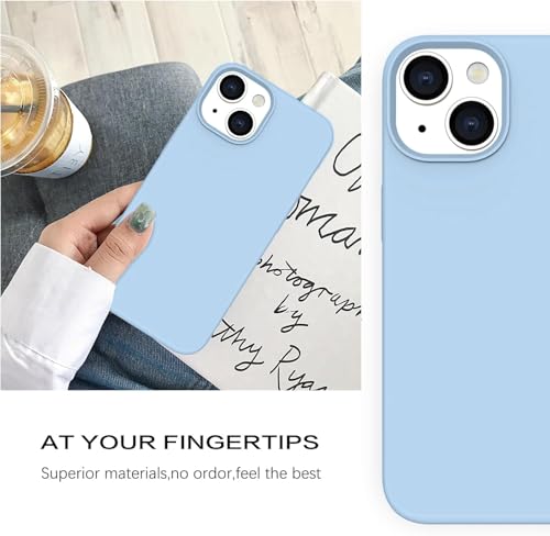 Image of DIZORO Compatible for iPhone 14 Case Slim Liquid Silicone 3 Layers Full Covered Soft Gel Rubber Phone Case Protective Cover 6.1 Inch - Ice Blue