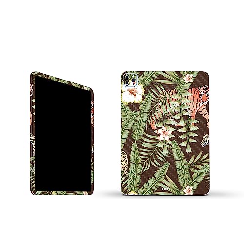 Image of MightySkins Carbon Fiber Skin Compatible with Apple iPad Pro 11 inch M2 4th Gen (2022) Full Wrap Kit - Tiger Jungle | Protective, Durable Textured Carbon Fiber Finish | Easy to Apply | Made in The USA