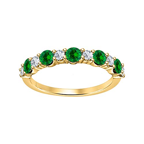 Gold & Diamonds Jewellery Round Cut Gemstone 14k Gold Over .925 Sterling Silver Half Eternity 11-Stone Engagement Wedding Band Ring for Women