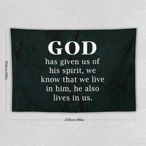 Tapiz de pared de 60 x 90 pulgadas con texto espiritual de bendición hogareña 2