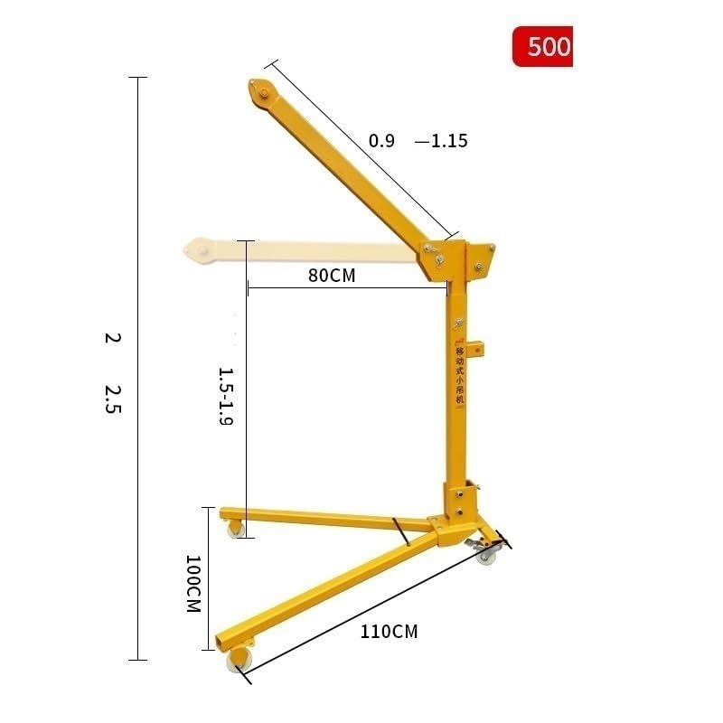 Mobile Small Crane, Foldable Hand Crane, Household Electric Lifting Hoist MINGPING(500kg only frame)