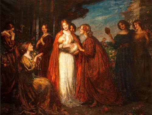 Lienzo decorativo para pared Jardín del Amor obra Edwin Mostyn pintura vintage 60x90
