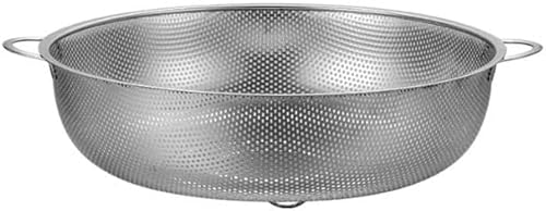 ステンレス ザル ざる ストレーナー 水切りカゴ 食器 野菜 サラダ こし器 パスタ ラーメン パンチングストレーナー リング付き 洗いやすい 丈夫 大容量 (直径29cm,ハンドル付き)
