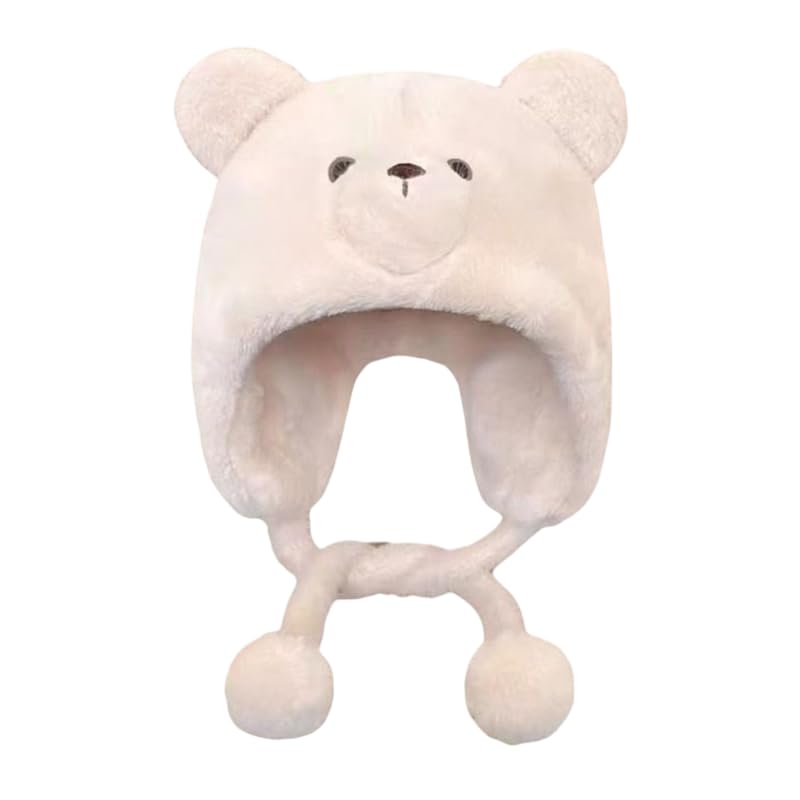 Women Cute Big Ear Style Bear Hat Girls Furry Costume Soft Warm Hats Hair Ball Beanies Lady Warm Winter Knitted (Inside Fur) Woolen Beanie Cap for Women & Girl's-picture-30