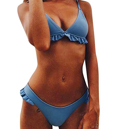 Sunday77 Womens Padded Push-up Bra Swimsuit High Waisted Padded Halter Beach Bathing Swimwear Suits Bikini Set