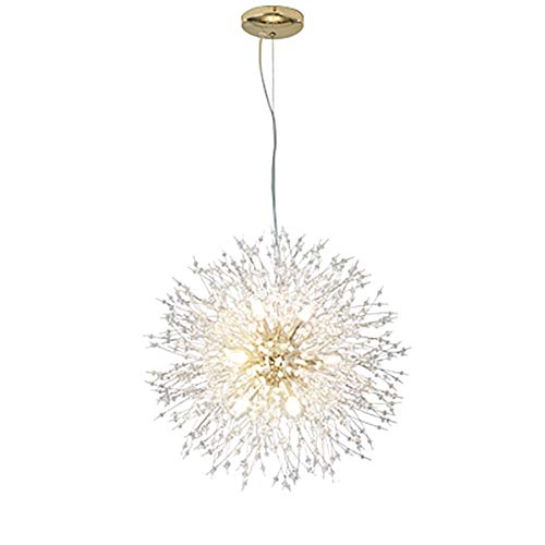 Lustre sputnik cristal vintage doré pour un salon chic et lumineux