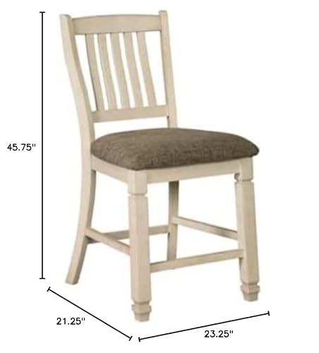Signature Design By Ashley Bolanburg 24" Counter Height Farmhouse Barstool, 2 Count, Antique White #TOP2