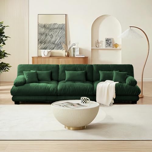 Image of SoarFlash 133.8 inch Sectional Sofa 3 Seat Couch, L Shaped Modern Sofa with Solid Wood Legs, Couches Sofas for Living Room Apartment, Comfortable Small Couches for Small Spaces, Green