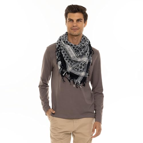 Sudra Jewish Scarf, Interlink Black Scarf with Fringe for Men & Women Premium Fabric, Versatile as Neck or Head Scarf3