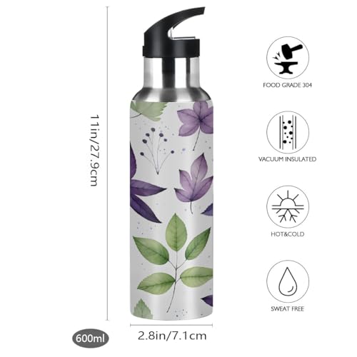 Bouteille d'eau isotherme 600ml gourde inox violette et verte - 5