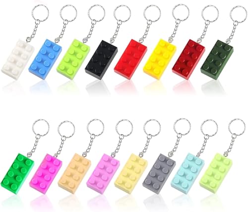 NOLACE Bausteine Schlüsselanhänger Schlüsselanhänger Set 16 Stück Lego...