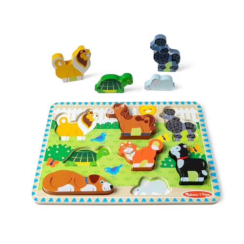 Image of Melissa & Doug Pets Wooden Chunky Puzzle (8 pcs), Educational Screen Free Activity for Toddler, Preschoolers and Kids Ages 2+ (Pack of 12)