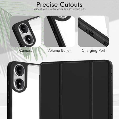 Image of Robustrion Cover for Redmi Pad 2 Pro 12.1 inch Cover Case with [Pencil Holder], Hybrid Cover Case for Redmi Pad 2 Pro Tablet Cover with Transparent Back [Auto Sleep Wake Support] - Black