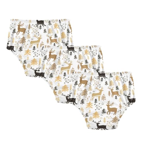 Caihoyu Pantalones de entrenamiento para dormir para bebés y niñas, a prueba de fugas, ropa interior para mojar la cama debajo de la ropa, Ciervos de Navidad, 24 meses