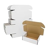 6x4x2 Shipping Boxes Pack of 50, White Corrugated Cardboard Box for Small Business Flat Literature Mailer Mailing Packaging Packing Jewelry Craft Gifts