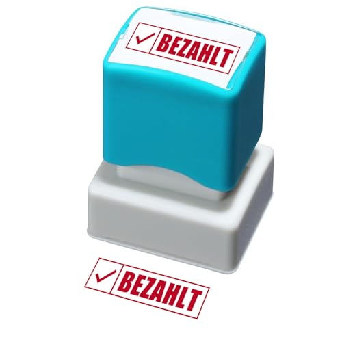 Stempel – Vorgetränkter Gummistempel-BEZAHLT- Rote Tinte,...