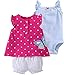 Bebé Niñas Vestido de Manga Corta + Pantalones Cortos + Body, 3 Piezas Conjuntos de Ropa 6-9 Meses