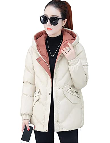 Parka d'hiver femme chaude pour affronter le froid en doudoune épaisse beige taille M