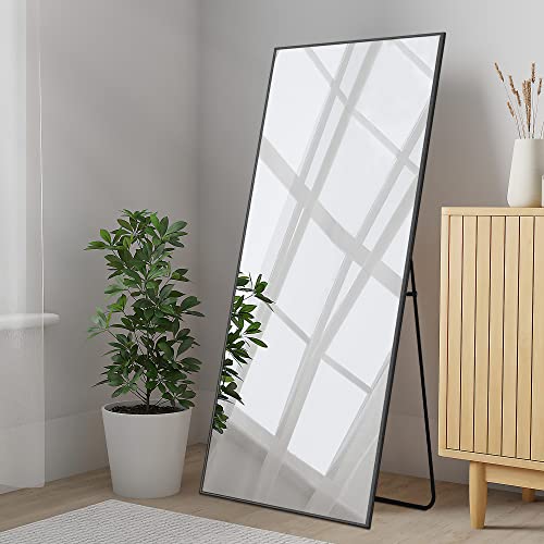 Poshions Standspiegel Ganzkörperspiegel 163 * 54cm Spiegel Groß Wandspiegel Ganzkörperspiegel Standspiegel Schwarz Aluminiumrahmen Für Wohnzimmer Schlafzimmer Wandspiegel Groß