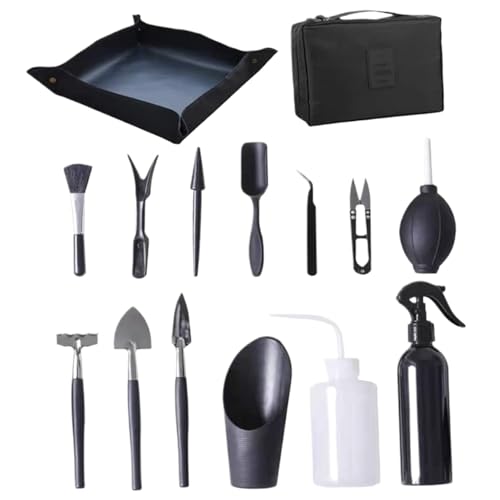 Kit de Herramientas suculentas, 15pcs Mini Kit de árboles de Bonsai de Mano para trasplante de Recorte de riego, Herramientas de jardinería para Plantas