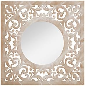 La Hacienda 55456 Square Stone Effect Mirror, Beige, 60 x 60 mm