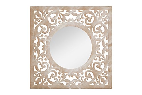 La Hacienda 55456 Square Stone Effect Mirror, Beige, 60 x 60 mm