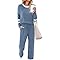 Magritta Womens Co Ord Sets Travel Airport Outfits Ladies Tracksuit Sets Plus Size Crewneck Pullover Top and Long Trousers Fall Winter Long Sleeve Two Piece Outfit Light Blue X-Large, 18-20