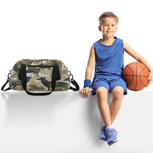 Personalized Kids Duffel Bag Military Camo Camouflage Deer,Custom Sport Gym Bag for Boys Girls,WWeekender Overnight Bags Travel Duffel Bag,Customized Kids Gift2
