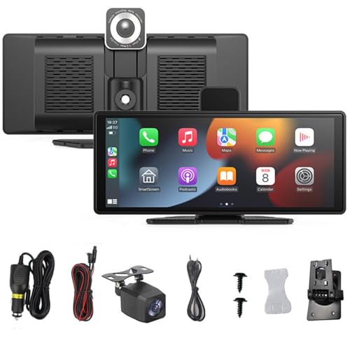 Image of Carvera Smart 10.26 inch CarPlay & Dual-Dash Cam System, Portable Carplay Screen for Car, 4K HD Car Stereo Touch Screen (Set+Mount Bracket+no Card)