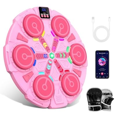 IERAKOR - Maquina de Boxeo Musical 2025 Nuevo Boxeo Musical Pared con Guantes De Boxeo Conexión Bluetooth Luces LED Coloridas Ajuste de 5 Velocidades Múltiples Modos de Entrenamiento Conteo Automático A