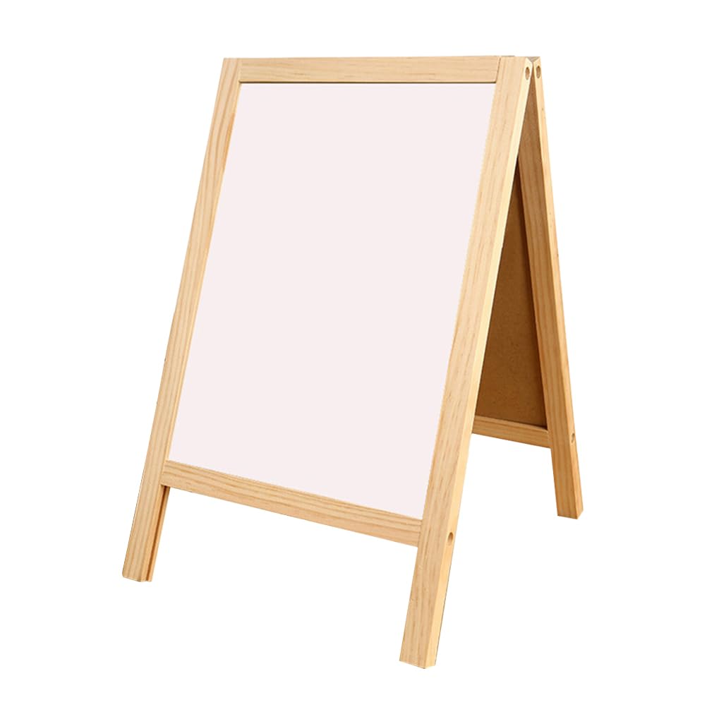 Lavagna Messaggi Bifacciale Supporto in Legno Bianco Nero | Tavola Leggera, Segnaprezzi da Banco, Promemoria e Note, per Decorazione del Bancone Bar