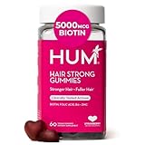 HUM Hair Strong Daily Hair Growth Gummies with Biotin, Zinc, Vitamin B12 to Support Growth, Folic Acid & Vitamin B12 Gummy Vitamins for Healthy Hair Support for Women and Men, 60 Gummies