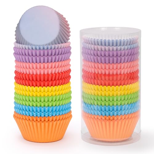 SKIDEC Rainbow Standard Cupcake Liners 400 Count Solid Colorful Paper Baking Cups Food Grade Disposable Cupcake Wrappers