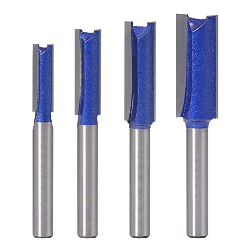 Saipor 4 Stück 6 mm Schaft Gerades Fräser Set Fräser Nutfräser Router Bits Gerades Fräser Schneidmesser Hartmetall Fräsen Werkzeug Set Cover