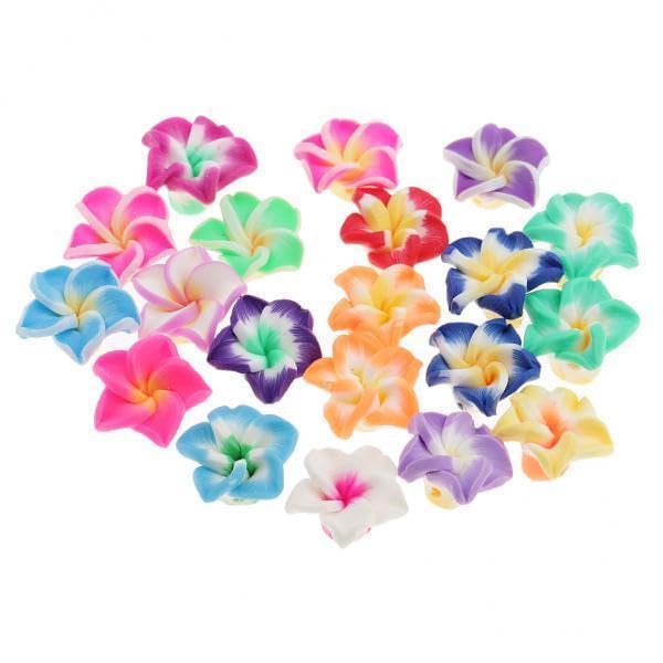 SNAPPSY 5x20 Pieces Mixed Color Plumeria Rubra Polymer Clay Beads for Jewelry Making-picture-8