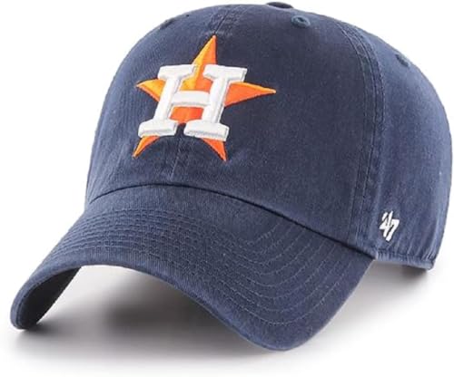 47 Brand MLB Team Color Home Primary Logo Clean Up Adjustable Baseball Cap Hat Adult One Size Fits All - Houston Astros Navy