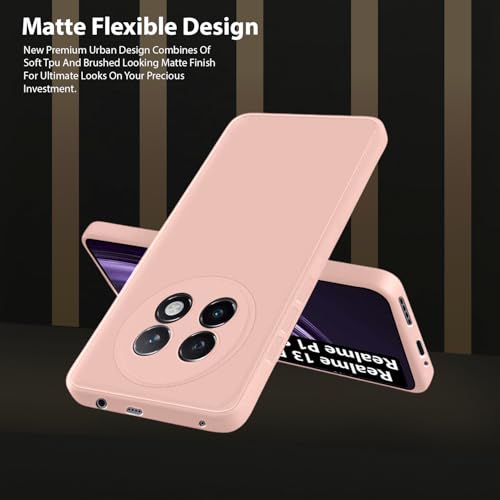 Image of LIRAMARK Silicone Soft Back Cover Case for Realme 13 Plus 5G / Realme P1 Speed 5G (Pink)