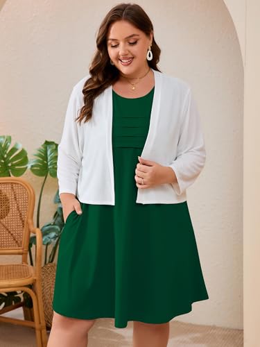Image of AusLook Plus Size Womens Summer Dresses 2025 V Neck Sleeveless Sundresses with Pockets Beach Vacation Clothes