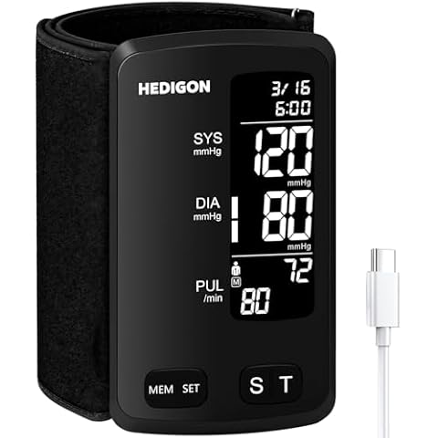 Upper Arm One-Piece Design Blood Pressure Monitor Rechargeable 9″ to 17″ Large with Digital Blood Pressure Cuff Portable for Home use Cover