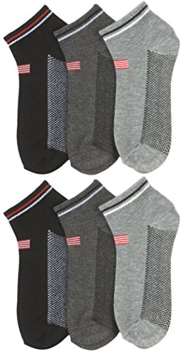 Image of ToBeInStyle Pack of 6 Printed & Solid Low Cut Ankle Socks - Kid's & Adults