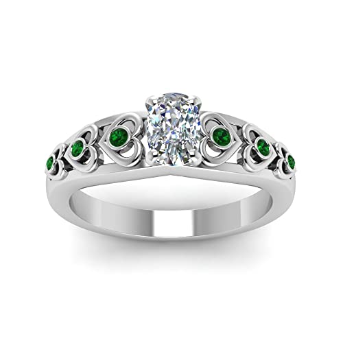 Image of 55Carat Choose Your Gemstone Heart Design Diamond CZ Accent Ring Sterling Silver Cushion Shape Side Stone Engagement Rings Matching Jewelry Wedding Jewelry Easy to Wear Gifts US Size 4 to 12
