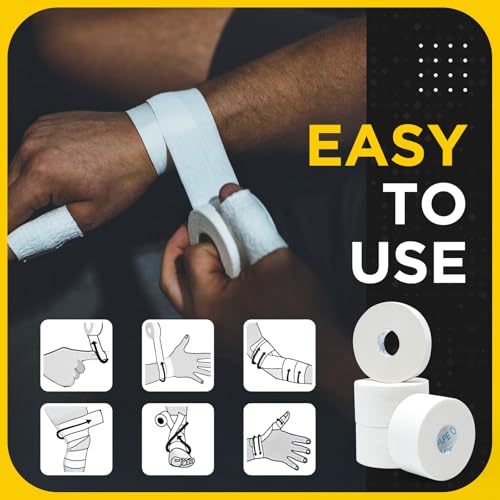 Image of OK TAPE Athletic Tape Finger Tape, Extra Strong Adhesive Sports Tape for Weightlifting, Climbing, Basketball, Volleyball, White 3 Rolls 1.5 inch x 15yds and 1 Roll 0.5in x 15yds