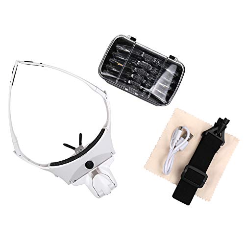 AZFUNN 1X to 3.5X Headband Magnifier with LED Light, USB Rechargeable Headlamp with Magnifying Lens for Close Work, Hand-Free Head Mount Magnifying Glass for Reading, Sewing Crafts, Repair - Thumbnail 7