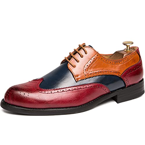 Zaylee Zapatos de traje para hombre, vintage, elegantes, con cordones, zapatos de negocios, EU41-rojo Zaylee Zapatos de traje para hombre, vintage, elegantes, con cordones, zapatos de negocios, EU41-rojo