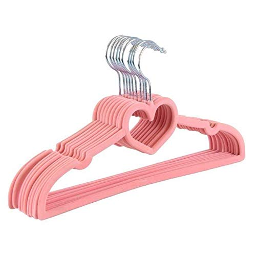 Kit 60 Cabides de Veludo Coração Rosa Nude