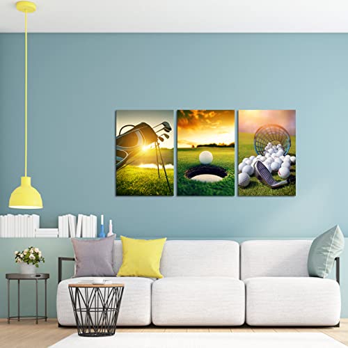 Conipit Golf Canvas Wall Art Golf Course Pictures Modern Leisure Sports Artwork Prints Stretched Framed 16''X24''X3 Panels #TOP2