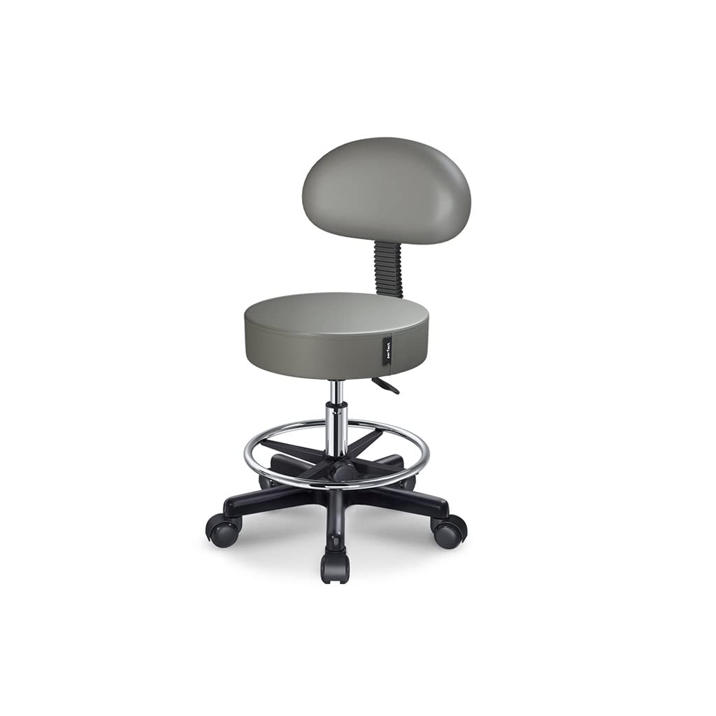 Chaise de bar élévateur avec dossier ergonomique et assise ronde grey